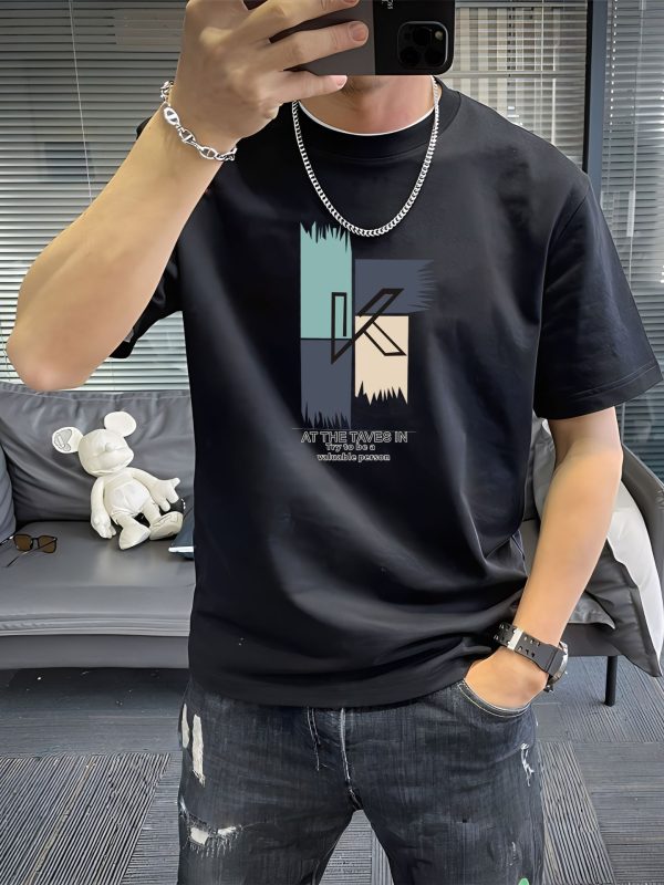 Men's Short Sleeve T-Shirt, Xinjiang Cotton, Loose Crew Neck, Streetwear Style. Pure cotton, versatile & trendy summer wear, bestseller.