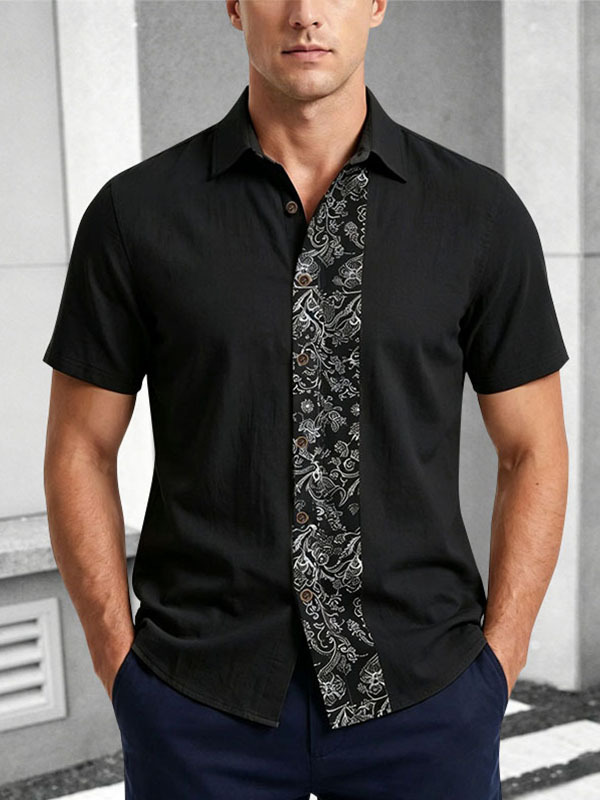 Men's Summer Linen Shirt, European & American Plus Size, Lapel Short Sleeve, Casual Style